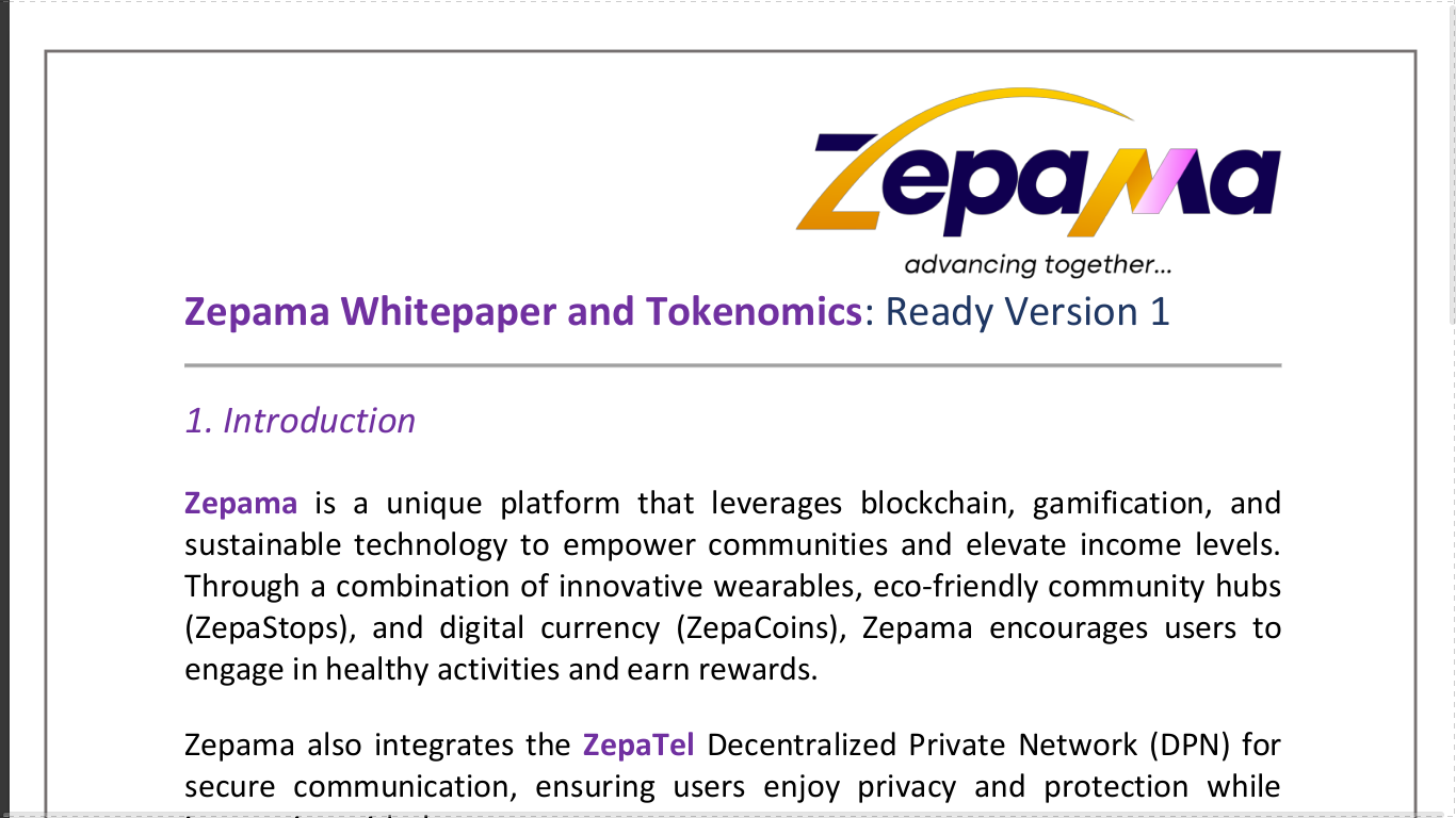 Zepama Whitepaper and Tokenomics